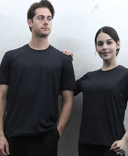 T-12 스판덱스 검정 라운드 반팔