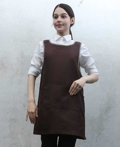 AP-928 커피 원피스 체크바이어스