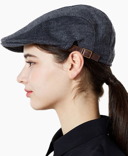 C-549 그레이 가죽조절끈 헌팅캡