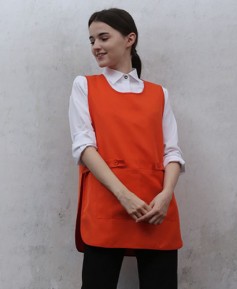 AP-373 옆트임 오렌지 원피스앞치마 (폴리원단)＃