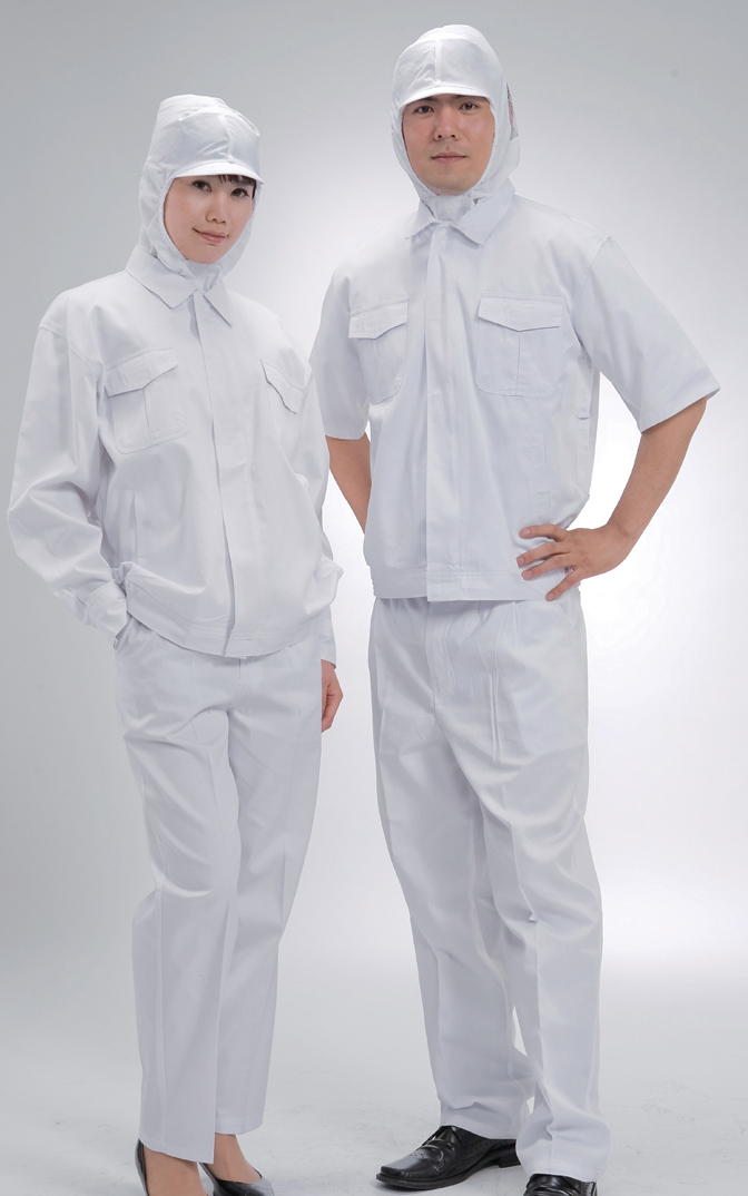 W-06 반팔 양주머니 백색 위생복