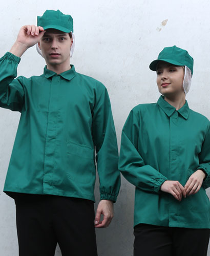 W-135 카라형 초록작업복 상의 ㅡㅡㅡ(남녀공용) (★빅사이즈있음)