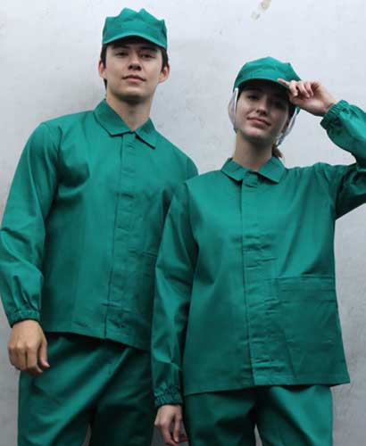 W-135 카라형 초록작업복 상의 ㅡㅡㅡ(남녀공용) (★빅사이즈있음)