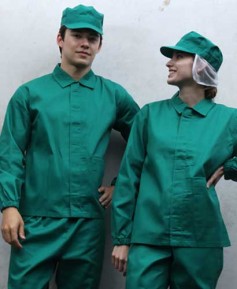 W-135 카라형 초록작업복 상의 ㅡㅡㅡ(남녀공용) (★빅사이즈있음)