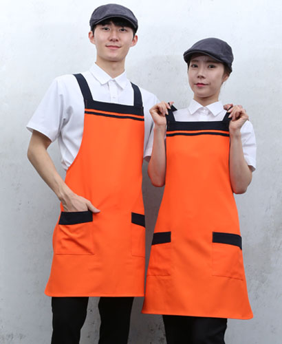 AP-33 오렌지가슴 두줄 배색 앞치마