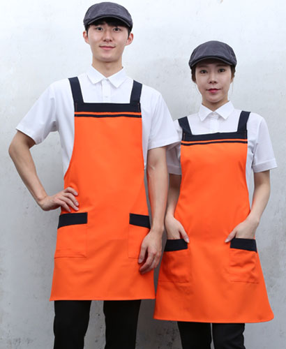 AP-33 오렌지가슴 두줄 배색 앞치마