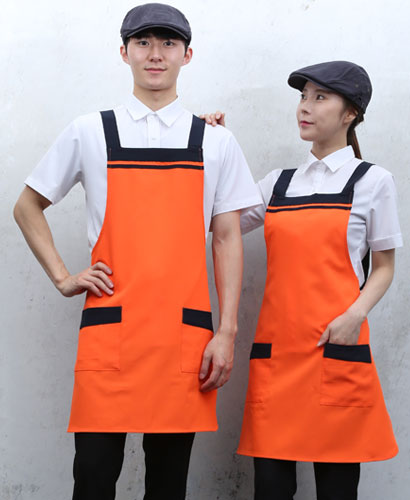 AP-33 오렌지가슴 두줄 배색 앞치마