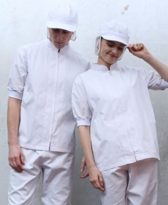 W-136 반팔 화이트 시보리소매 상의 ㅡ[남녀공용]