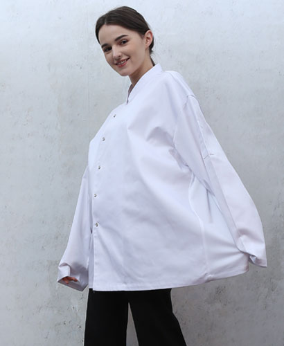 KO-178 화이트 싱글 스냅단추 조리복ㅡㅡㅡ빅사이즈 ((긴팔))