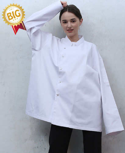 KO-178 화이트 싱글 스냅단추 조리복ㅡㅡㅡ빅사이즈 ((긴팔))