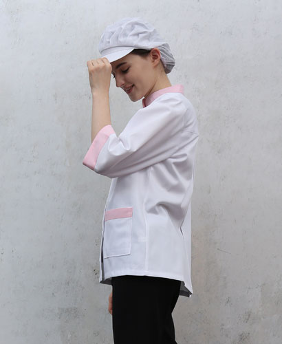 HA-644  20수 칠부 분홍 차이나 카라 위생복