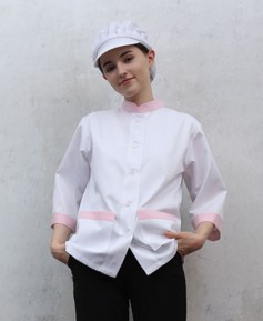 HA-644  20수 칠부 분홍 차이나 카라 위생복