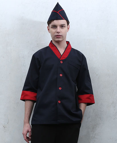 HA-00 남 한복형 배색 위생복