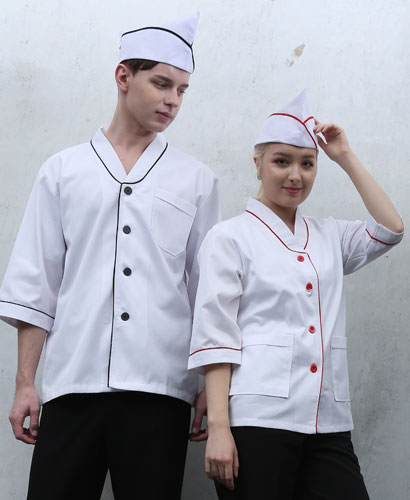 HA-03 여 적색띠 한복형 위생복