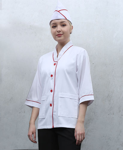 HA-03 여 적색띠 한복형 위생복