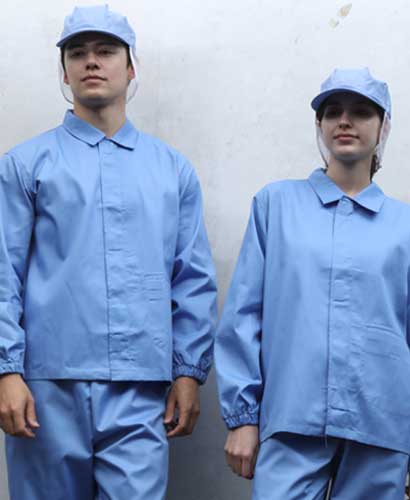 W-84 ☆ 진하늘 카라형 위생복 20수 상의