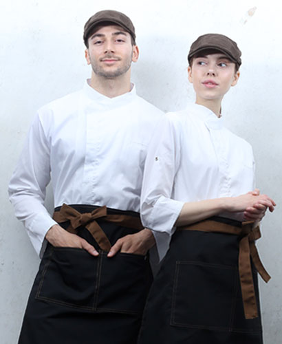 KO-190-2 화이트 히든스냅 롤업ㅡㅡ 조리복★(반팔겸용) (등판쿨메시)