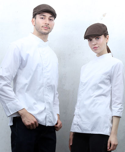 KO-190-2 화이트 히든스냅 롤업ㅡㅡ 조리복★(반팔겸용) (등판쿨메시)