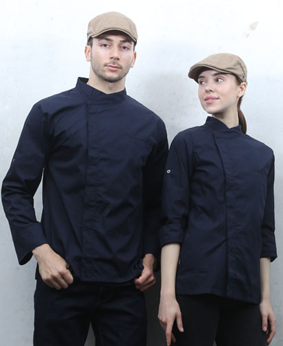 KO-190-4-1 네이비 히든스냅 롤업ㅡㅡ 조리복(반팔겸용)