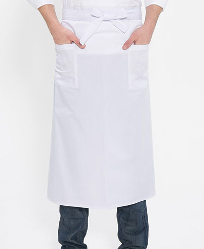 AP-407  허리 롱 화이트 앞치마