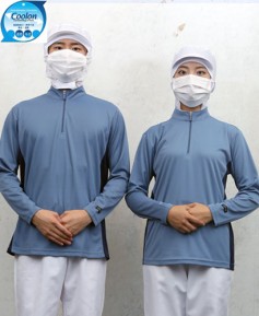 W-164-1 긴팔 블루 지퍼 차이나카라ㅡ(남녀공용 위생티)빅사이즈있음