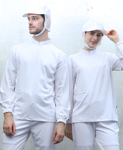 W-167 ▣ 화이트 스판덱스 기능성 긴팔ㅡㅡㅡ 위생티[남녀공용]  101L-1