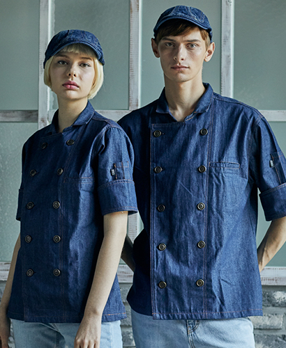 KO-170-1 청네이비 카라형 더블데님     (반팔 칠부 겸용)