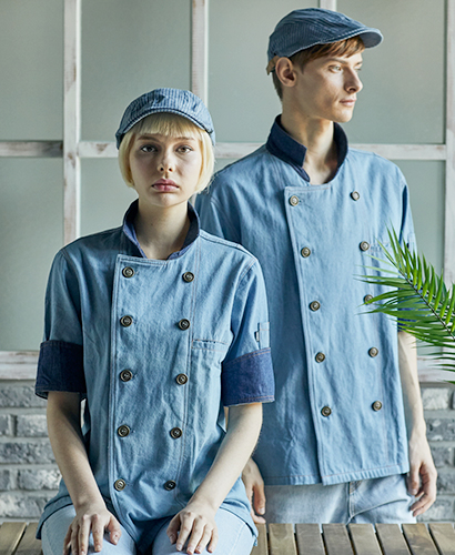 KO-170-4 스카이블루 카라형 더블데님ㅡㅡ   (반팔 칠부 겸용)