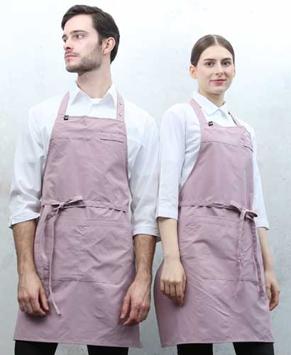 Q-986 핑크 스틸스냅 목걸이 앞치마 [CSN]