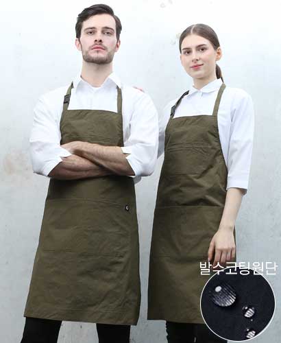 AP-1003-4 다크카키 경량 목걸이 앞치마 [생활방수]