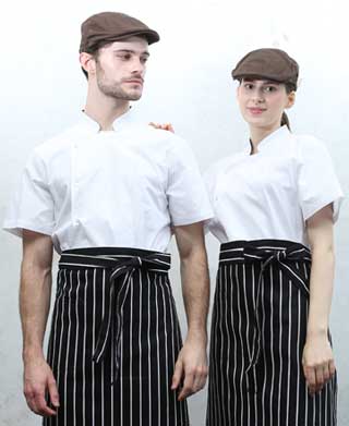 KO-3622 흰색 원버튼 반팔 조리복