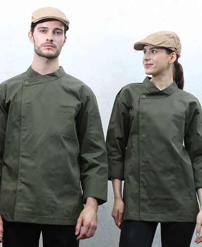 CD-352 카키 크로스넥 7부 긴팔 겸용 조리복