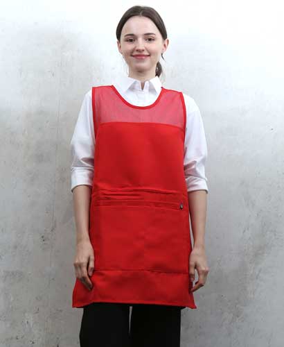 AP-044 적색 지퍼포켓원피스 앞치마[P003]