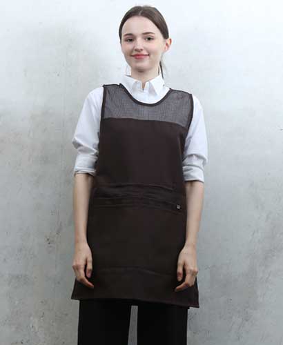 AP-046 브라운 지퍼포켓원피스 앞치마[P003]