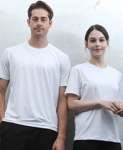 T-12 스판덱스 백색 라운드 반팔