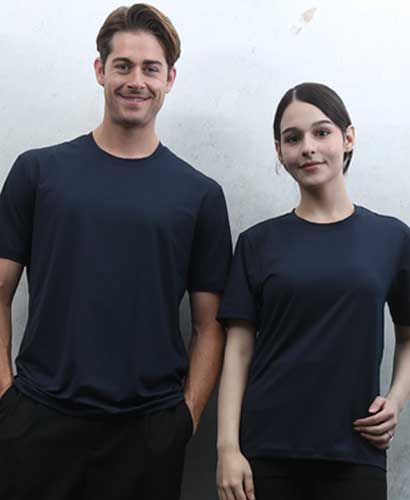 T-12 스판덱스 곤색 라운드 반팔