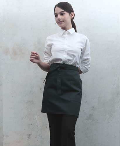 AP-3163 블랙 면혼방 랩형앞치마