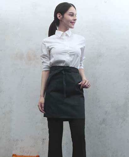 AP-3163 블랙 면혼방 랩형앞치마