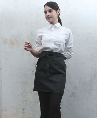 AP-3163 블랙 면혼방 랩형앞치마