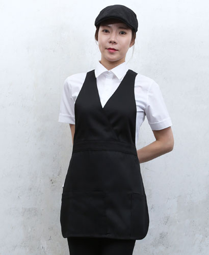 AP-018 블랙 V라인 앞치마 ㅡㅡㅡㅡ   ◐면혼방◑
