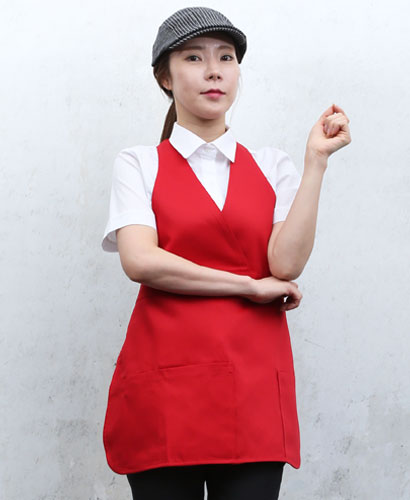AP-019 빨강 V라인 앞치마 ㅡㅡㅡㅡ   ◐면혼방◑