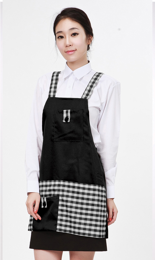 AP-057 검정 체크 배색 앞치마