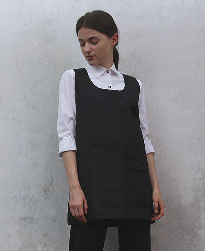 AP-717 검정 꽃원피스 앞치마