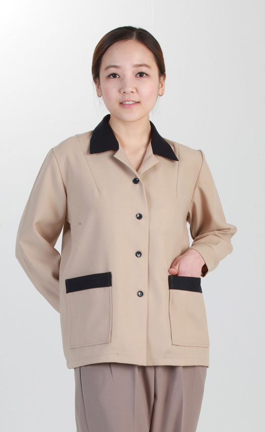 CL-44 베이지 배색 유니폼 반팔