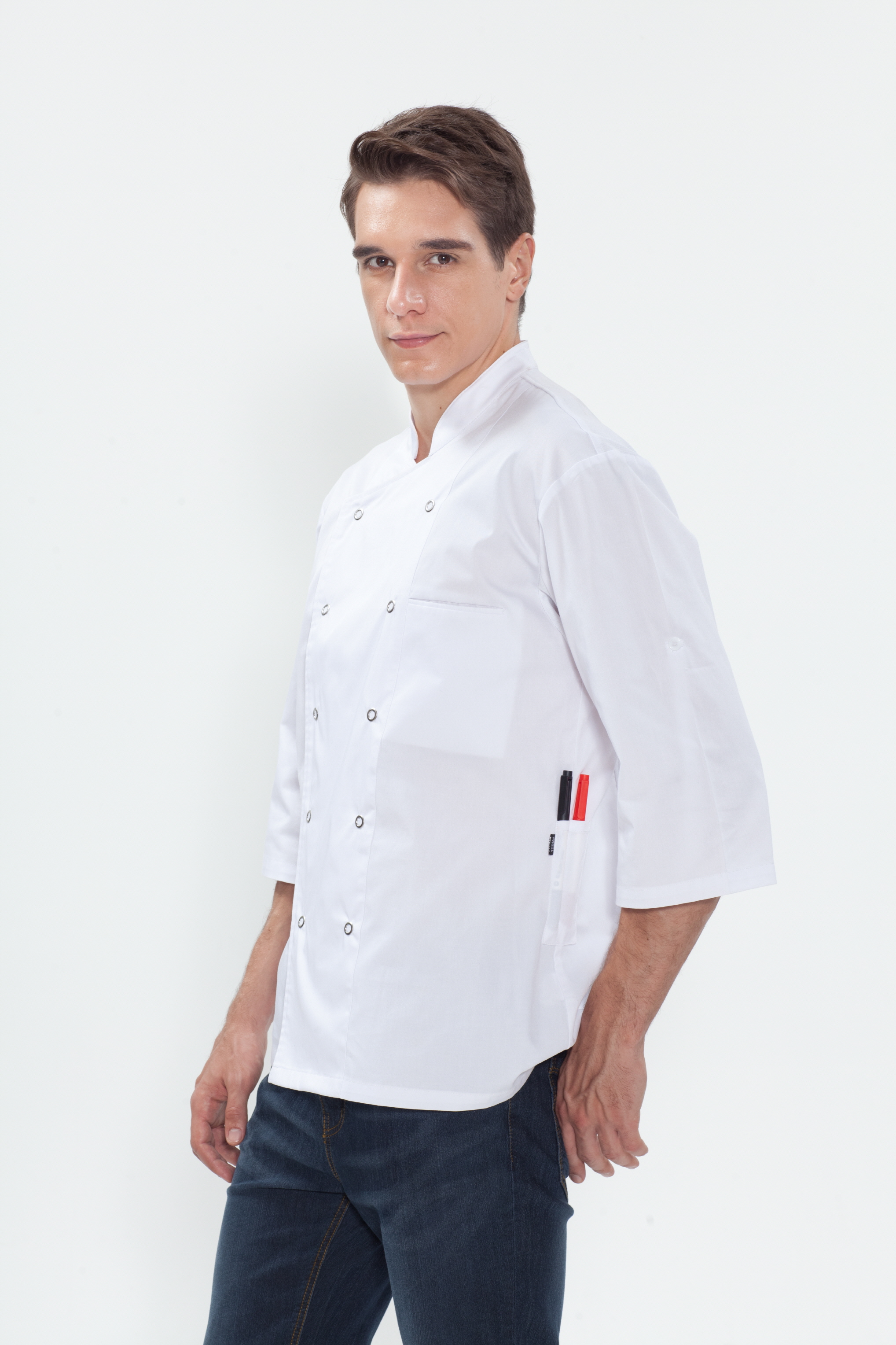 KO-127 백색 기능성 이중소매 스넵 반팔 칠부 겸용- (겨드랑이/등판 쿨메시)