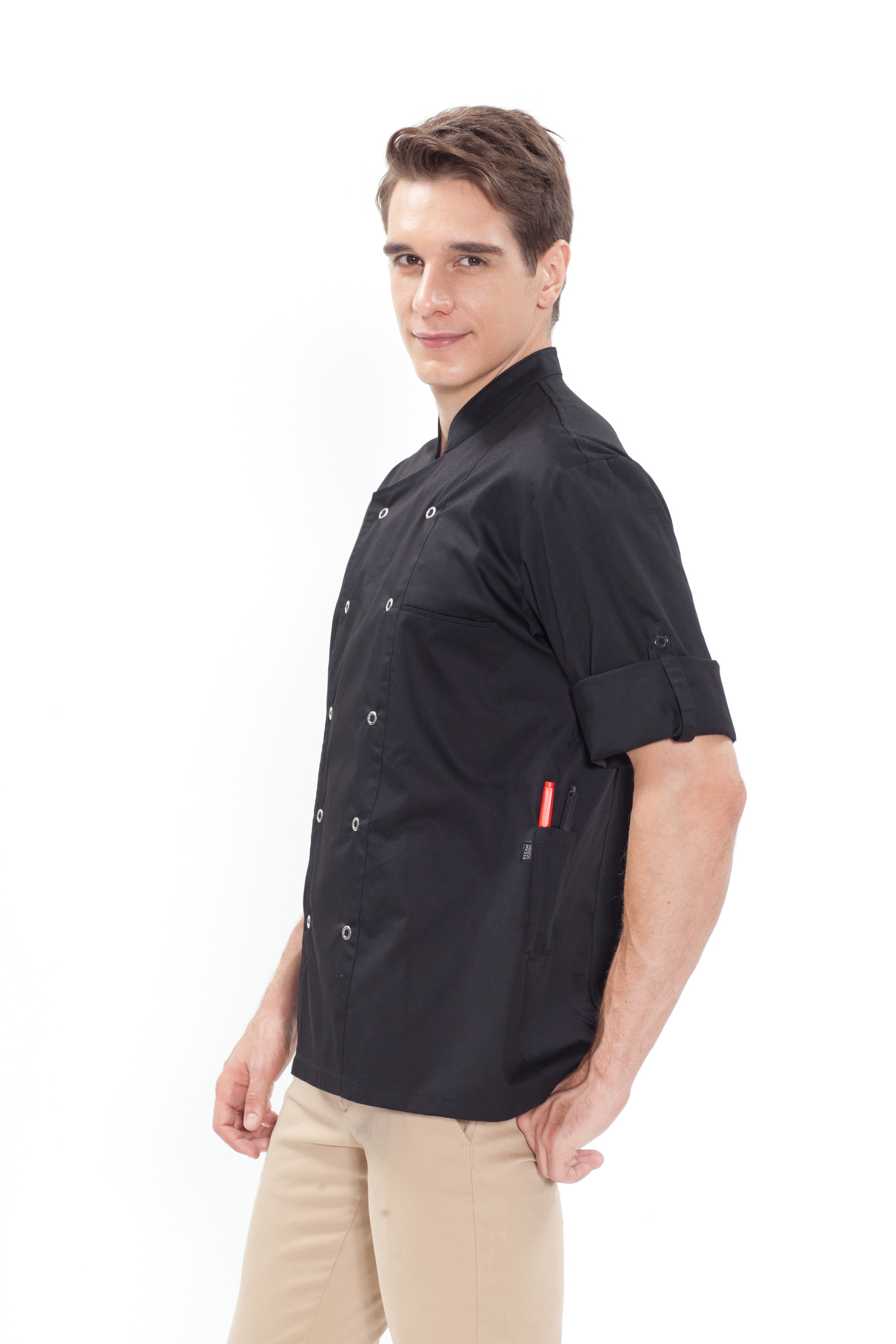 KO-128 검정 기능성 이중소매 스넵 반팔 칠부겸용- (겨드랑이/등판 쿨메시)