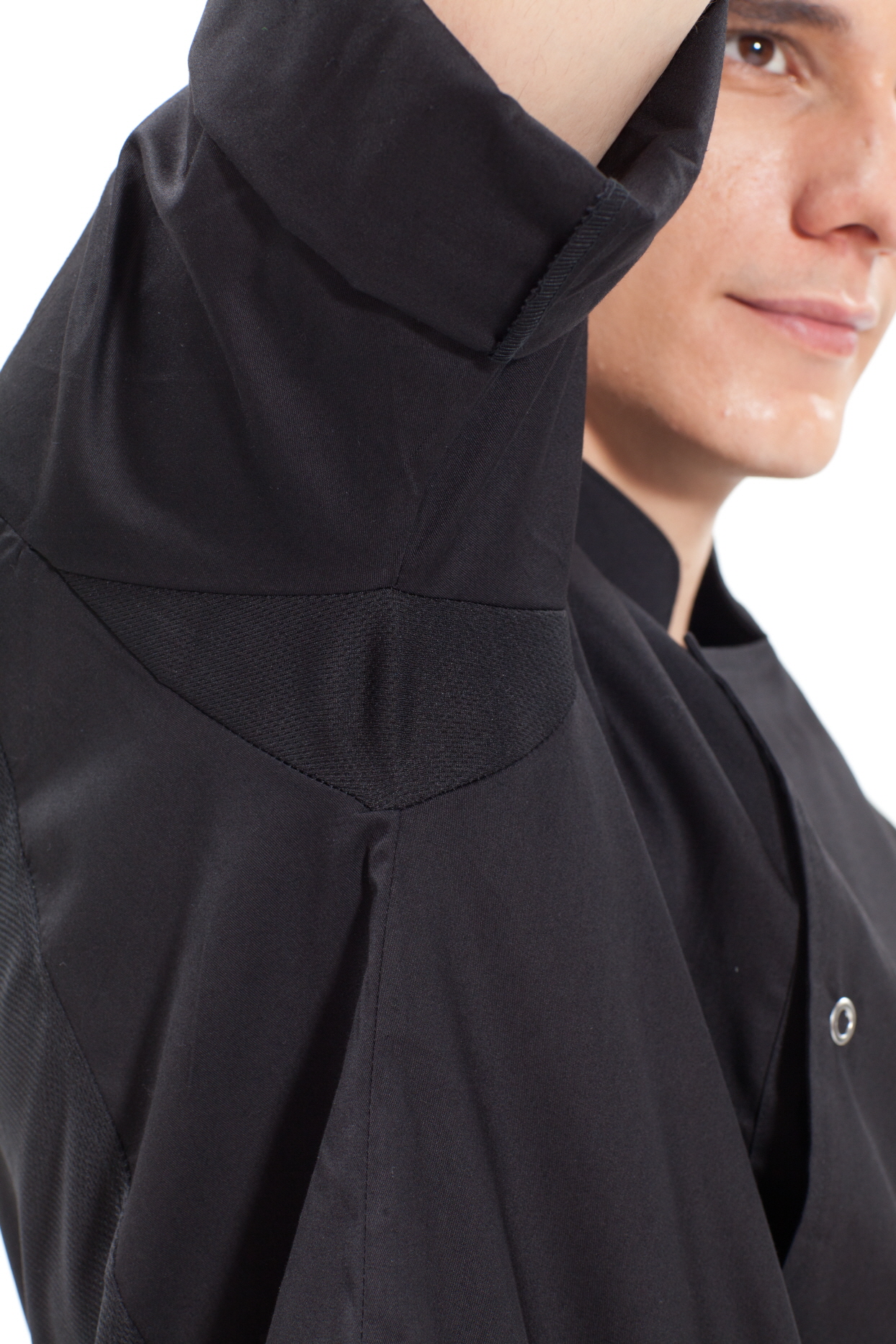 KO-128 검정 기능성 이중소매 스넵 반팔 칠부겸용- (겨드랑이/등판 쿨메시)