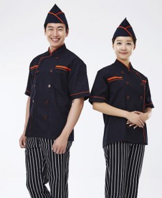 CO-53 주황 띠 진곤색 반팔 조리복