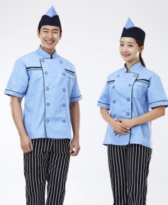 CO-59 검정 띠 하늘색 반팔 조리복