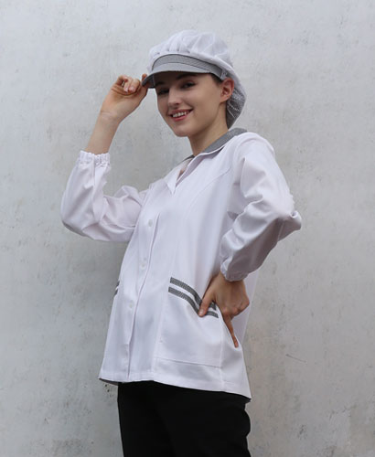 HA-49  긴팔 검정체크카라  위생복